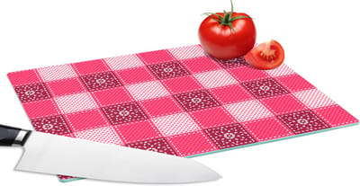 Glazen Snijplank - 28x20 - Roze - Patronen - Bloemen - Snijplanken Glas