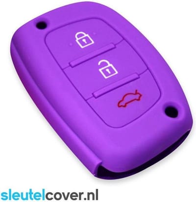 Autosleutel Hoesje geschikt voor Hyundai - SleutelCover - Silicone Autosleutel Cover - Sleutelhoesje Paars