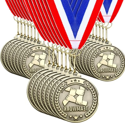 Gouden Medailles - Prijzen Trofeeën - Teamwork Belonen - Solide Metalen Ontwerp - 30 Stuks - Goud Blauw Rood Wit