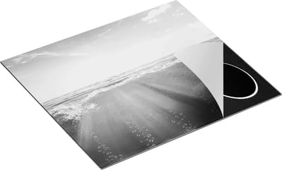 Chefcare Inductie Beschermer Helder Blauwe Zee onder Water - Zwart Wit - 60x50 cm - Afdekplaat Inductie - Kookplaat Beschermer - Inductie Mat