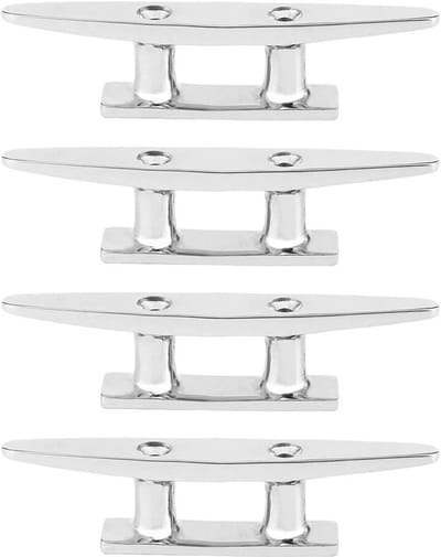 Set van 4 RVS Marine Cleats van 100mm voor Boot, Steiger en Dek Bevestiging met Kabel Lugs
