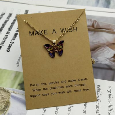 Cabantis Vlinder-Ketting|Horoscoop|Ketting Dames|Ketting Heren| |Unisex|Goudkleurig|Zwart-Diverse kleuren