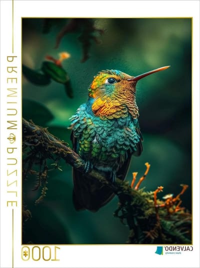 Puzzel Kolibrie - Legpuzzel Vogels - Ontspannende Hobby - Gegenereerde Afbeelding - 48 x 64 cm - Kleurrijk