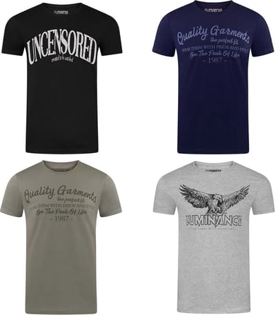 riverso Heren T-Shirt RIVLeon 4 Pack regular fit Veelkleurig M Ronde Hals Volwassenen - gemaakt van 100% katoen