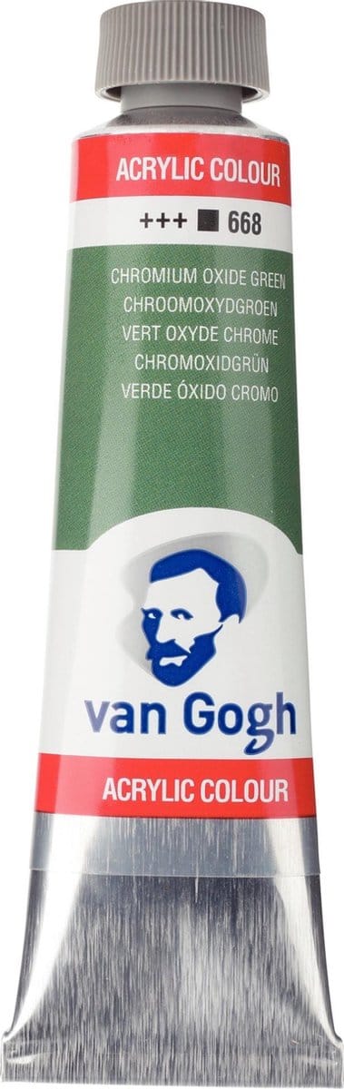 Van Gogh Acrylverf Groen - Acrylpaint - 668 Chroomoxidgroen - Acrylic Verf Paint - Acrylaatverf - Groene Hobbyverf - Watergedragen Verf - Sneldrogende Pigmentrijke Verf - 40ml