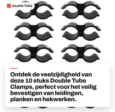 Dailygoods- Buisclip 10 Stuks - PVC Plastic - Dubbele Beugel - Diameter 24mm - Corrosiebestendig - Eenvoudige Installatie - Buisbeugel