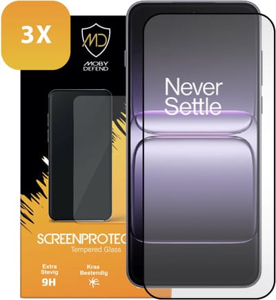3-Pack MobyDefend Screenprotectors - Geschikt voor OnePlus Nord 5 - Screensavers Met Zwarte Randen - Gehard Glas