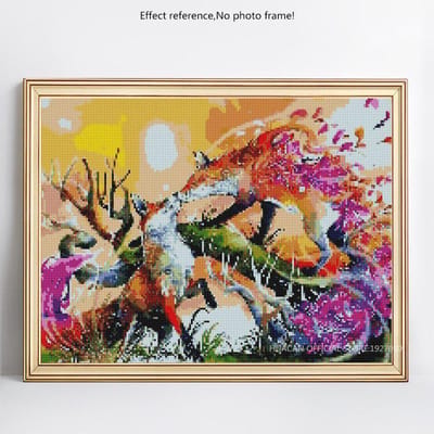 Peinture au Diamant Renard Rond Complet 5D DIY Broderie Diamant Animal Image de Strass 20X30CM beige