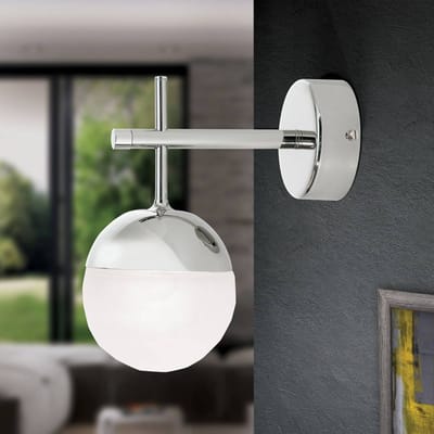 ORION LED wandlamp Ball, 1-lamp, nikkel, neerwaarts