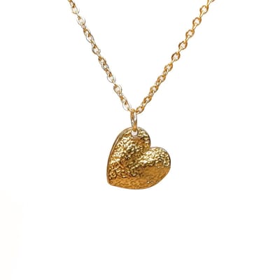 Ava & Imber | Amor Sui Ketting Goud | Gouden Ketting Hart | Gehamerde Hanger | 18k PVD Gecoat Stainless Steel | 45cm + 5cm | Geleverd in Cadeaudoosje