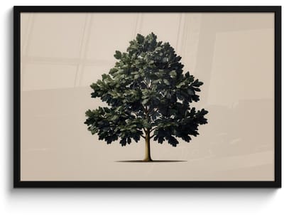 Poster in lijst - Fotolijst 90x60 cm - Posters - Eikenboom - Schaduw - Egaal - Posterlijst zwart - Decoratie - Wanddecoratie woonkamer - Muurdecoratie slaapkamer