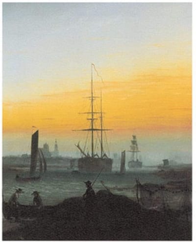 Kunstdruk Caspar David Friedrich - Der Greifswalder Hafen 30x40cm