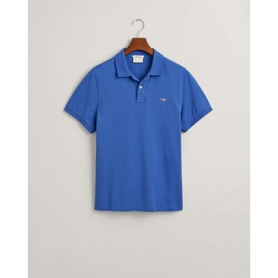 Gant Polo Fine Shield Short Sleeve Piqué Uni Rich Blue / male