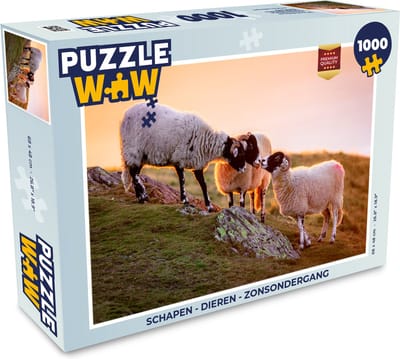 Puzzel Schapen - Dieren - Zonsondergang - Legpuzzel - Puzzel 1000 stukjes volwassenen