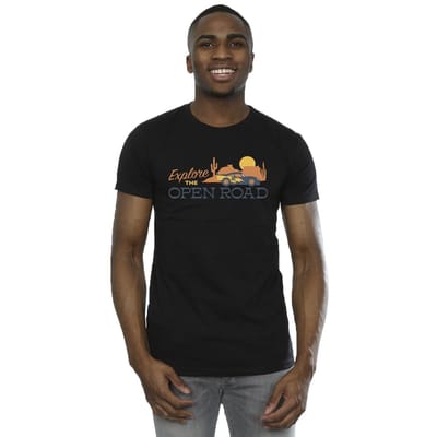 Disney Heren Auto's Verkennen De Open Weg T-Shirt (Zwart)