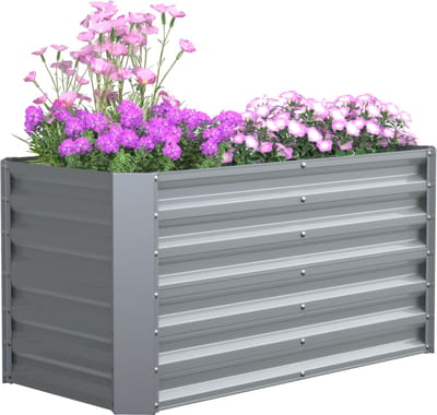 VCM Metall Hochbeet 120x60x57 cm – Rechteckiger Pflanzkasten für Garten & Terrasse – Großes Gartenbeet aus Metall, Pflanzenbeet ohne Boden, Galdo L