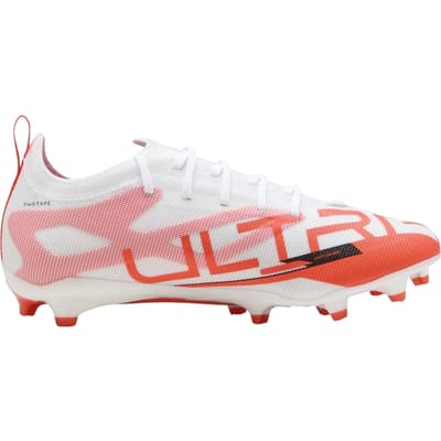 Puma Ultra Pro Stevige Grond Voetbalschoenen voor Kinderen/Kinderen (Puma wit/oranje)