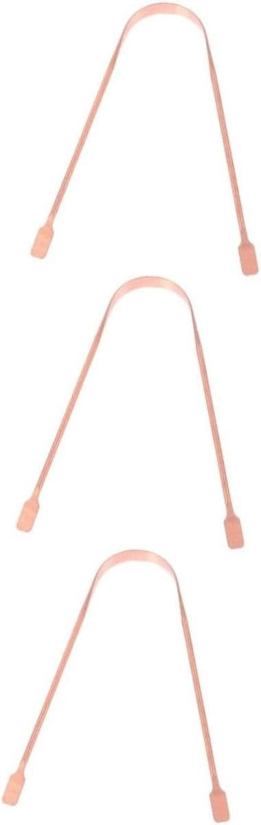 Tongschraper Set - Mondverzorging Hulpmiddel - Adem Opfrissen - Ergonomisch Ontwerp - 3 Stuks - Roségoud