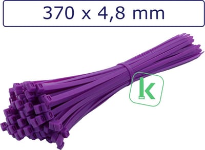PRO-TIE® - Tyraps, kabelbinders 370 x 4,8 mm Paars (Zak 100 stuks) (tiewrap/tyrap/tie-wrap/bundelbandje/colsonbandje/)