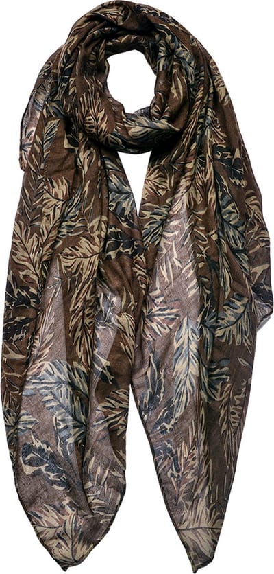 Juleeze Sjaal Dames Print 90x180 cm Bruin Synthetisch Bladeren