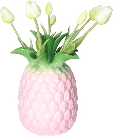 Bellatio Design Kunst tulpen boeket Sally - 7x stuks - multi kleuren - real touch - 47 cm