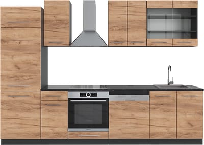 Vicco Fame-Line Complete keukeneenheid – 300 cm zonder werkblad Eik goud/antraciet