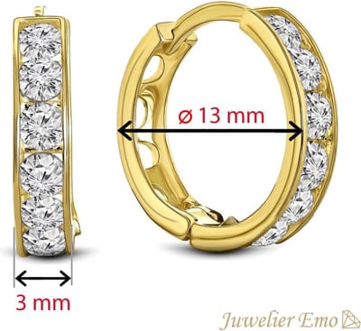 Juwelier Emo - 14 Karaat Gouden Kinderoorbellen meisje met Zirkonia stenen - KIDS - 13 mm