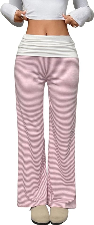 Chill Broek Dames - Roze - Wit - Gestreept