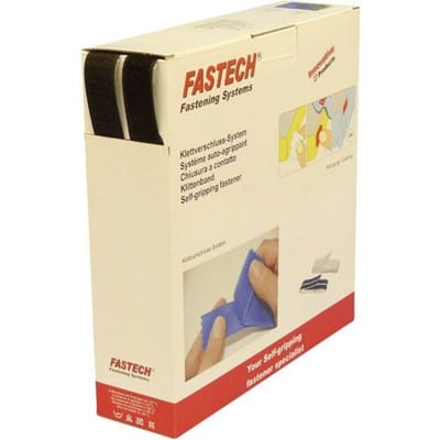FASTECH® B25-SKL999925 Klittenband Om vast te plakken Hotmelt Haak- en lusdeel (l x b) 25000 mm x 25 mm Zwart 25 m