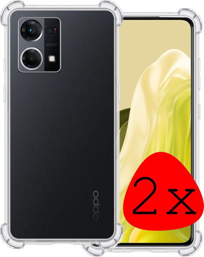 Hoesje 2 Stuks - Geschikt voor OPPO Reno 7 - Sterk & Shockproof - Siliconen Case - Back Cover - Telefoon Hoes Shock Proof - Transparant
