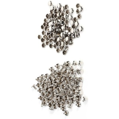 100 Sets 8 x 8mm Dubbele Kap Klinknagel Metaal Leer Handwerk Reparaties Studs Spike Decoratie (Bronzen) zilver