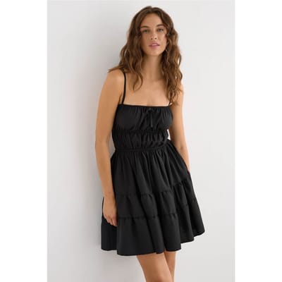 Katoenen Mini-jurk met Strikdetail