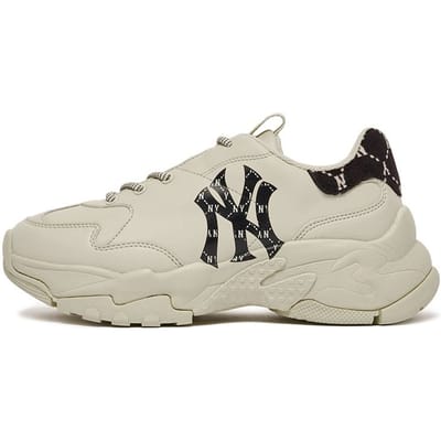 MLB Big Ball Chunky Kunstleer Vintage Bloemig Schokabsorberend Antislip Slijtvast Verhoogde Hoogte Lage Top Dad Schoenen 3ASHCM11N-50BKS 42 beige