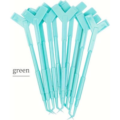 10 stuks/zak Wimperpermanentstaafjes Y Borstels Wimperliftset Krulspelden Krul Wimperverlengingstool Wimperreinigingskam groen