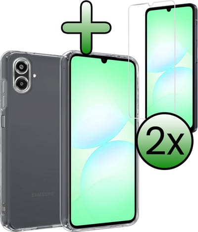 Hoesje Met 2x Screenprotector - Geschikt voor Samsung Galaxy A07 - Sterk & Shockproof - Back Cover - Siliconen Case - Telefoon Hoes - Transparant