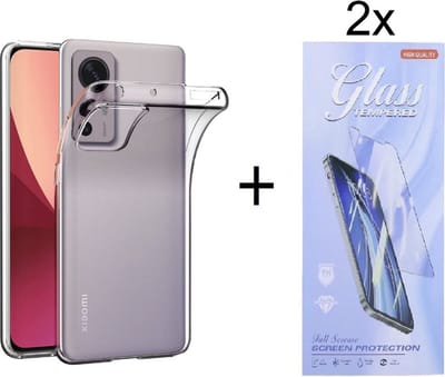 Hoesje Geschikt voor: Xiaomi 12 / 12X Silicone Transparant + 2X Tempered Glass Screenprotector - ZT Accessoires