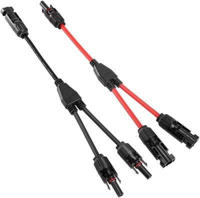 EXCITAT Zonnepaneeladapter - Professionele kabelconnector voor zonnepanelen - Y-connector met 1 naar 2 uitgangen - 1000V DC - 30A - 4mm² - Geschikt voor zonnepanelen