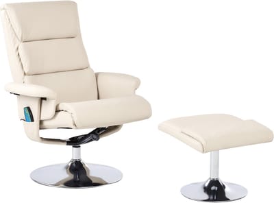 LEGEND - Relaxfauteuil met voetenbank - Lichtbeige - Kunstleer