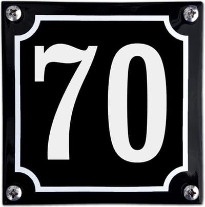 Zwart emaille huisnummer  - 70