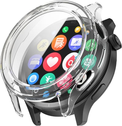 Strap-it Hard case hoesje met screen protector glas - geschikt voor Xiaomi Watch S4 (transparant)