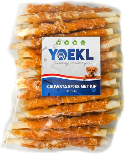 YOEKL Kauwstaafjes met Kip - 30 Stuks - Hondensnacks - Hondensnoepjes - Kauwsnacks - Kauwstaaf - Kauwstick