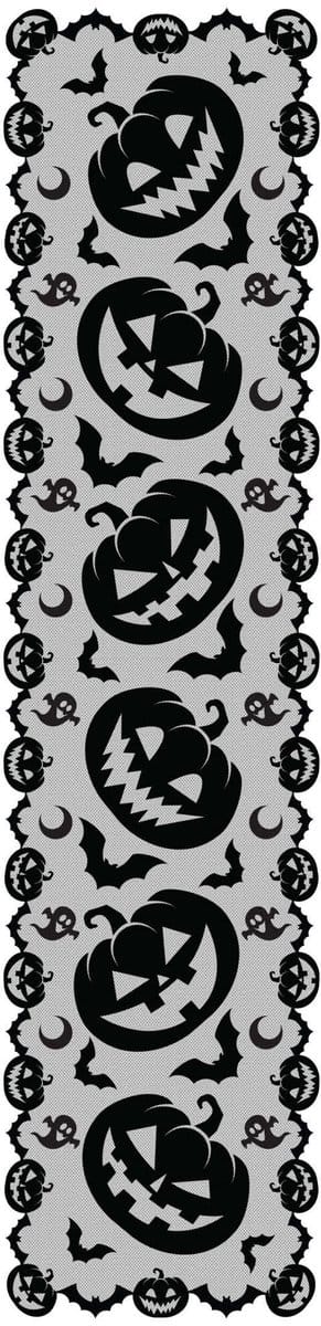 Fiestas Guirca Halloween/horror thema feest tafelloper kant - 2x - polyester - pompoenen - 200 x 45 cm - Feest tafelkleed