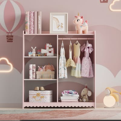 Kinderrek Vestnes 90x80x38 cm roze en wit [en.casa]