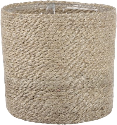 Mica Decorations Plantenpot - rotan - bruin - plantenmand - H20 en D20 cm - met plastic binnenkant