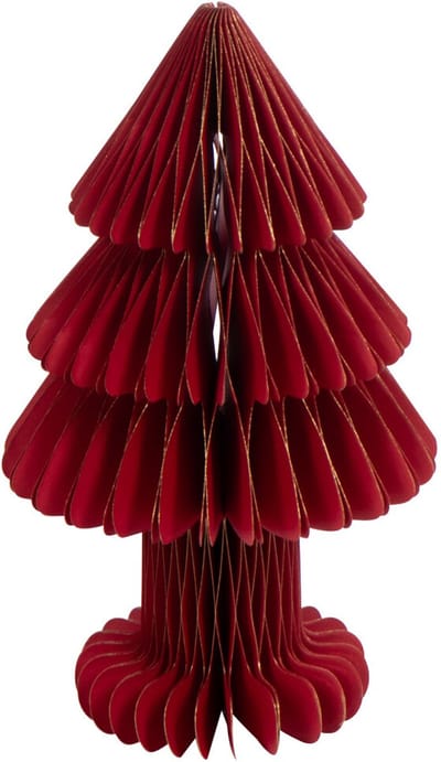 J-Line decoratie Kerstboom Vouwbaar - papier - kerstrood - small