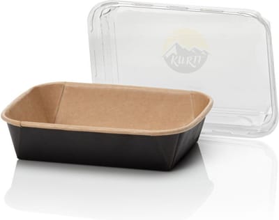 KURTT Primeline 650ml vershoudbakjes karton, magnetronbakjes met deksel, meal prep bakje, snackdoosje, diepvriesbakjes, pokebowl, kartonnen saladebakjes multifunctioneel gebruik, 50 stuks