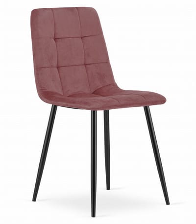 Eetkamerstoel KARA Donkerroze – Velvet Bekleding, Ergonomisch Design, Zwarte Metalen Poten, Comfortabele Zitting, Max. 120 kg