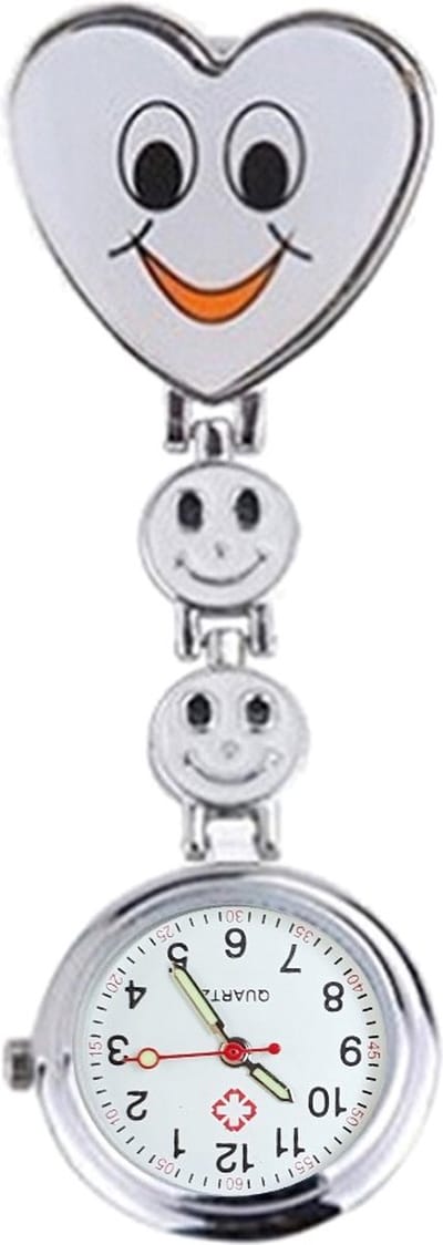 Fako® - Verpleegstershorloge - Zusterhorloge - Verpleegster Horloge - Hart Smile - Wit