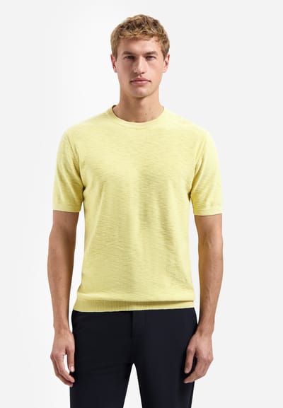 No Excess Pullover Short Sleeve Crew Neck Slub Yellow  L