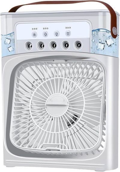 Mobiele , mini-luchtkoeler, tijdelijk met anti muggen apparaat, 5-in-1 airconditioning, klein, draagbaar, 7 leds, luchtbevochtiger met 3 snelheden, luchtkoeler, ventilator met waterkoeling, voor keuken, kantoor